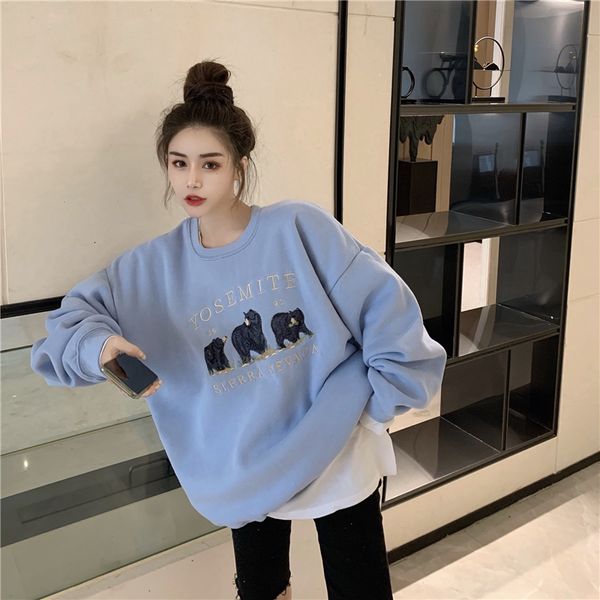 2021 sweatshirt autumn and winter women's new loose embroidered round neck three bear cartoon hoodie tide lyf2, Black
2021 sweatshirt autumn and winter women's new loose embroidered round neck three bear cartoon hoodie tide lyf2, Black
