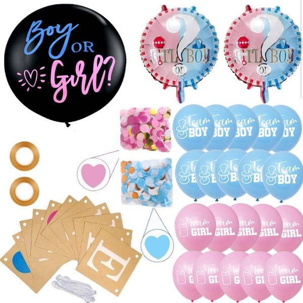 party decoration 28pcs gender reveal supplies boy or girl 36" black latex balloons with confetti paper banner team decors
party decoration 28pcs gender reveal supplies boy or girl 36" black latex balloons with confetti paper banner team decors