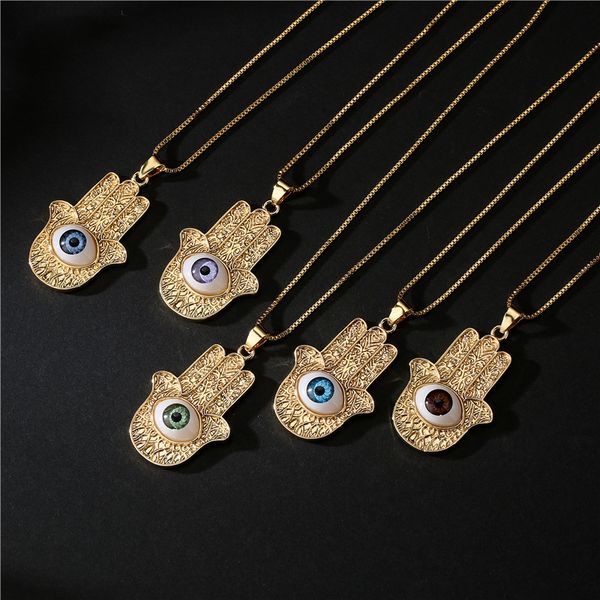 australian bohemian style copper plated 18k gold palm demon eye pendant necklace, Silver
australian bohemian style copper plated 18k gold palm demon eye pendant necklace, Silver