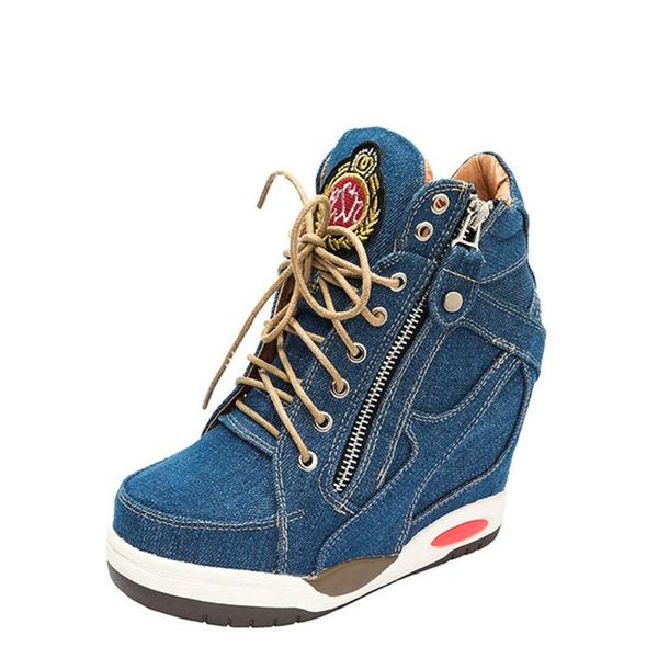 dress shoes autumn inner heightening thick soled casual shoe women fashion high heels blue denim short boots plus size ladies platform, Black
dress shoes autumn inner heightening thick soled casual shoe women fashion high heels blue denim short boots plus size ladies platform, Black