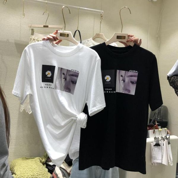 women's t-shirt short sleeve women for summer korea loose long student fashion o-neck tee shirt femme, White
women's t-shirt short sleeve women for summer korea loose long student fashion o-neck tee shirt femme, White