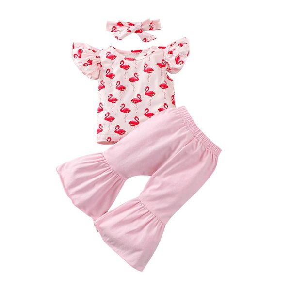 kids baby girls 3-piece outfit set sleeve flamingo print +flared pants+headband set, White
kids baby girls 3-piece outfit set sleeve flamingo print +flared pants+headband set, White