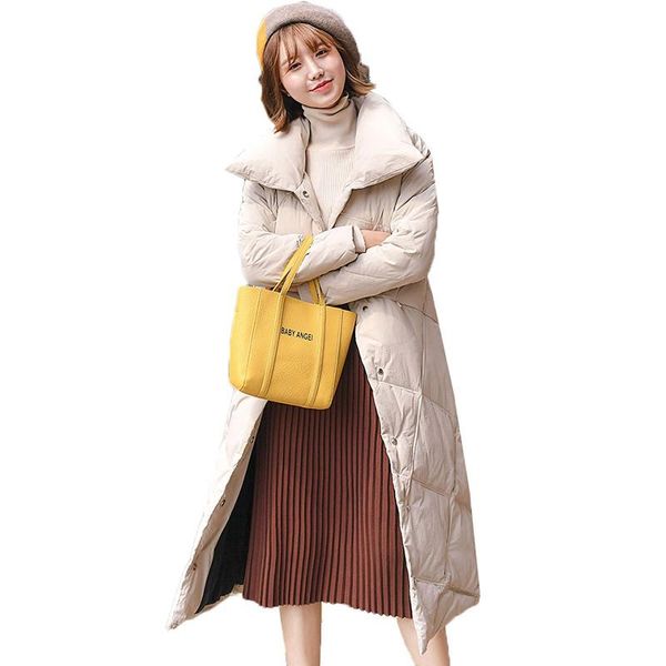 women's trench coats winter korean down jacket women stand collar slim white duck coat 2021 female long loose warm elegant outerwear pl, Tan;black
women's trench coats winter korean down jacket women stand collar slim white duck coat 2021 female long loose warm elegant outerwear pl, Tan;black