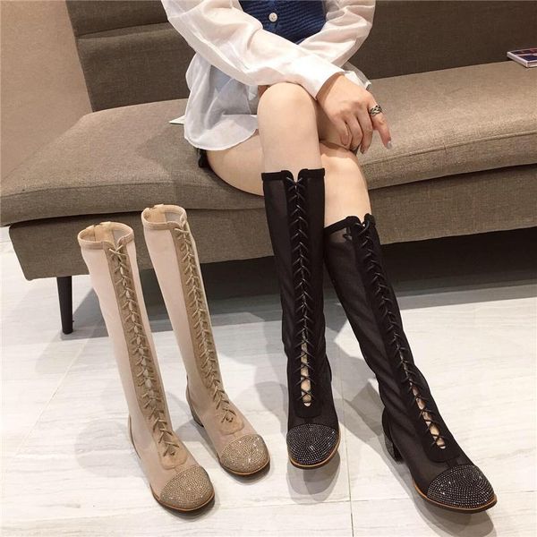 boots summer glitter black air mesh long women over the knee high fashion cross strap block heels
boots summer glitter black air mesh long women over the knee high fashion cross strap block heels