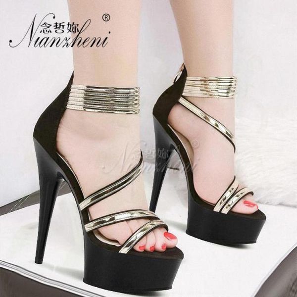 sandals 6 inches ribbons glitter high heels all match nightclub stage show pole dance shoes models party stripper concise, Black
sandals 6 inches ribbons glitter high heels all match nightclub stage show pole dance shoes models party stripper concise, Black