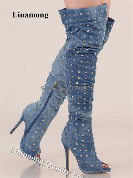 boots western fashion peep toe denim over knee stiletto heel gold rivet blue black long high dress heels shoes
boots western fashion peep toe denim over knee stiletto heel gold rivet blue black long high dress heels shoes