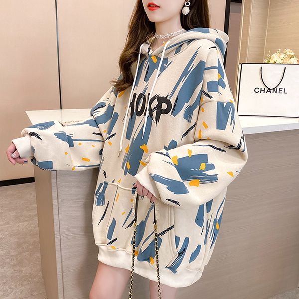 casual female 2021 new winter letter with hoodie all-match print loose plus velvet thick sweater mdv6, Black
casual female 2021 new winter letter with hoodie all-match print loose plus velvet thick sweater mdv6, Black