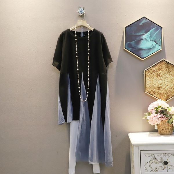 2021 summer new casual fashion o neck irregular hem loose plus size straight woman ld71, Black;gray
2021 summer new casual fashion o neck irregular hem loose plus size straight woman ld71, Black;gray