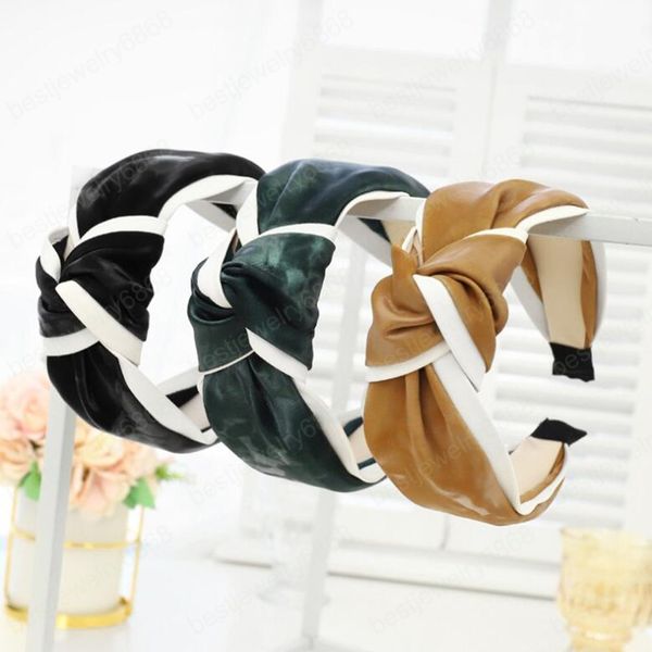 fashion women hairband pu leather patchwork headband center knot casual turban soft hair accessories, Silver
fashion women hairband pu leather patchwork headband center knot casual turban soft hair accessories, Silver