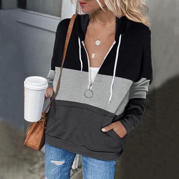 women's hoodies & sweatshirts women splicing sweatshirt with zipper hoodie full long sleeve lightweight pockets jacket coat sudadera de, Black
women's hoodies & sweatshirts women splicing sweatshirt with zipper hoodie full long sleeve lightweight pockets jacket coat sudadera de, Black