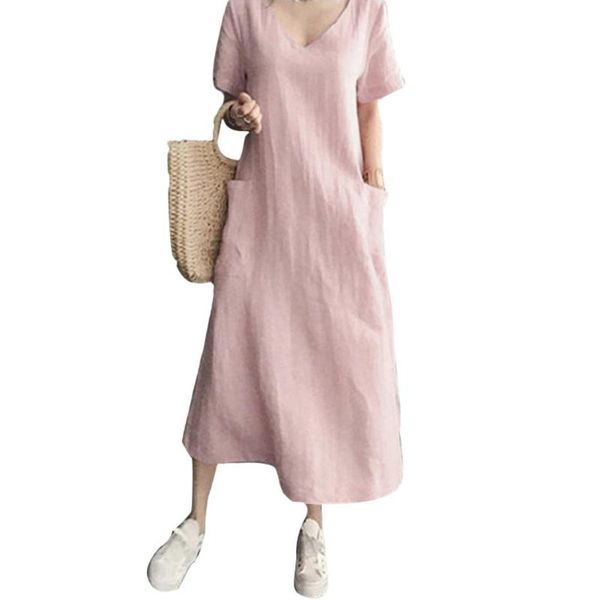 women casual solid color short sleeve v neck pockets large hem loose long dress short sleeve v neck large hem loose long dress, Black;gray
women casual solid color short sleeve v neck pockets large hem loose long dress short sleeve v neck large hem loose long dress, Black;gray