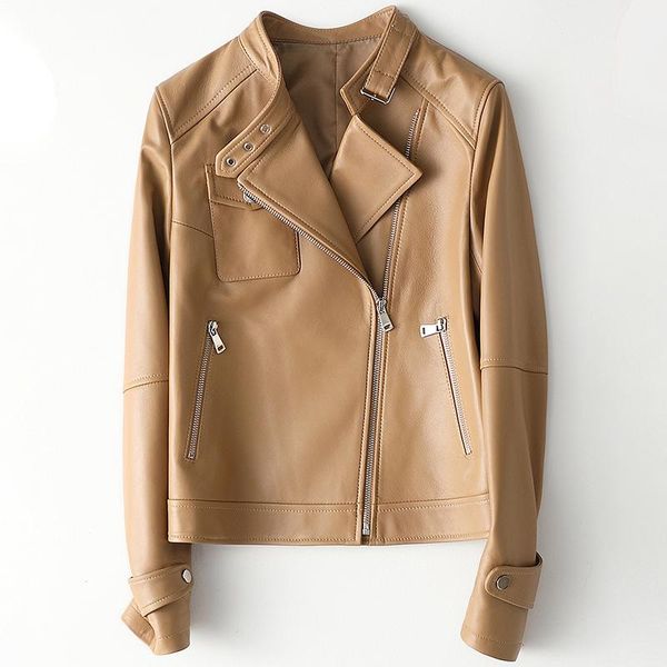 women's leather & faux camel color sheepskin short coat ladies genuine motorcycle jacket fashion streetwear biker outwear, Black
women's leather & faux camel color sheepskin short coat ladies genuine motorcycle jacket fashion streetwear biker outwear, Black