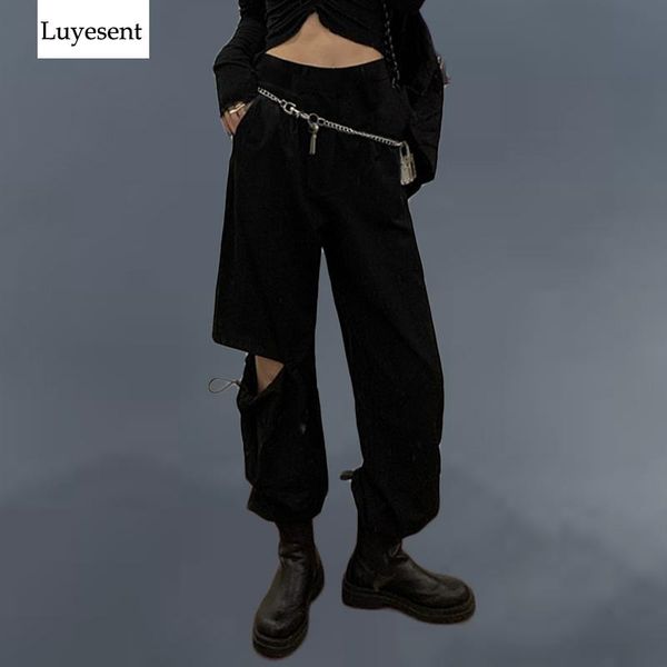 black cool women cargo pants lady punk stretch waist drawstring shir one side hollow out rock outdoor sport ankle-length trouser, Black;white
black cool women cargo pants lady punk stretch waist drawstring shir one side hollow out rock outdoor sport ankle-length trouser, Black;white