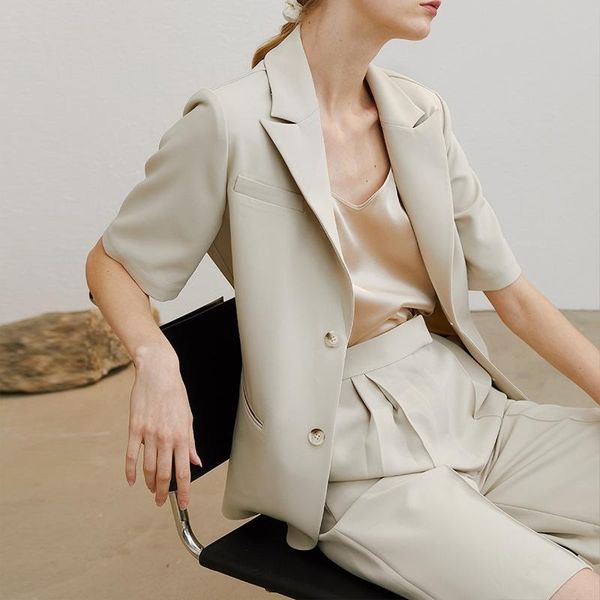women's suits & blazers summer suit coat thin short sleeve small shorts french advanced professional dress, White;black
women's suits & blazers summer suit coat thin short sleeve small shorts french advanced professional dress, White;black
