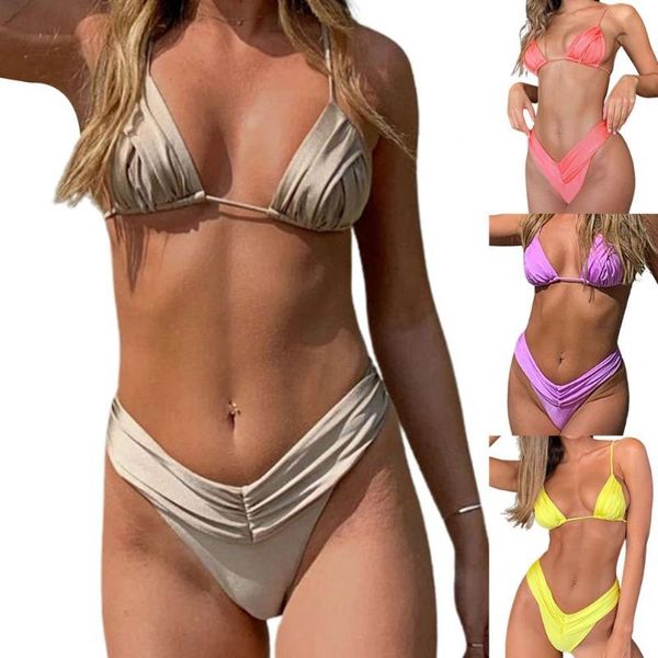 women's swimwear 2021 summer women bikinis set pleated high cut bathing suit backless lacing bra thong two piece swimming bikini beach, White;black
women's swimwear 2021 summer women bikinis set pleated high cut bathing suit backless lacing bra thong two piece swimming bikini beach, White;black
