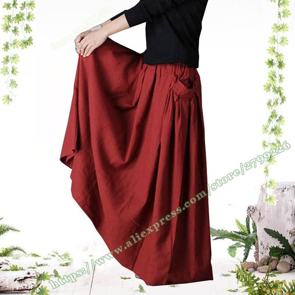 skirts 2021 spring retro casual vintage red black cotton and linen woman female pleated skirt / long womens feminina falda
skirts 2021 spring retro casual vintage red black cotton and linen woman female pleated skirt / long womens feminina falda