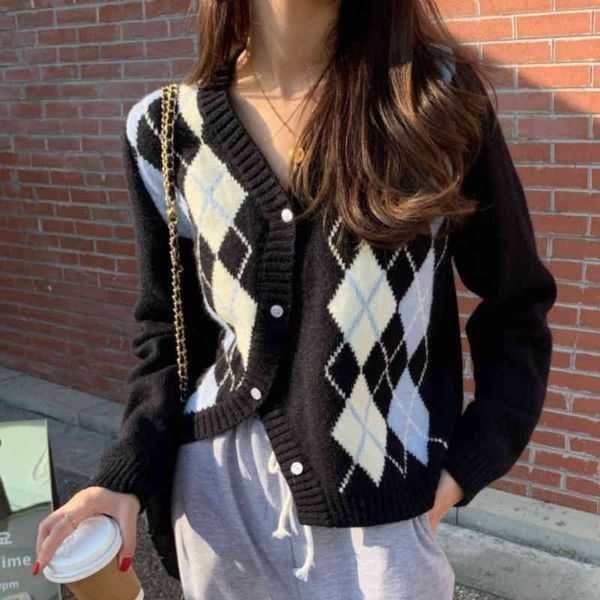 women's sweaters retro-diamond plaid sleeve short women's cardigan sweater lean fall down on v joker sweater. fmuo, White;black
women's sweaters retro-diamond plaid sleeve short women's cardigan sweater lean fall down on v joker sweater. fmuo, White;black