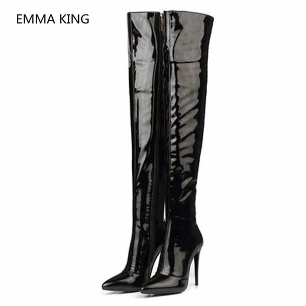 boots luxury patent leather women over the knee pointed toe thin high heels fashion winter ladies shoes woman long knight, Black
boots luxury patent leather women over the knee pointed toe thin high heels fashion winter ladies shoes woman long knight, Black