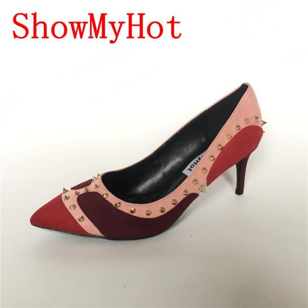 dress shoes showmy women flock pumps design female high heel rivet cartoon pointed toe studded stiletto, Black
dress shoes showmy women flock pumps design female high heel rivet cartoon pointed toe studded stiletto, Black