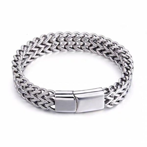 charm bracelets european and american titanium steel bracelet men's stainless double row square chain magnetic buckle, Golden;silver
charm bracelets european and american titanium steel bracelet men's stainless double row square chain magnetic buckle, Golden;silver