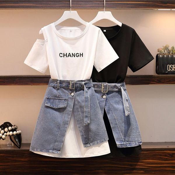 plus size 200-pound sister fat summer suit, western female style, fine fragrance denim skirt two suit parts c5i6, Black;gray
plus size 200-pound sister fat summer suit, western female style, fine fragrance denim skirt two suit parts c5i6, Black;gray