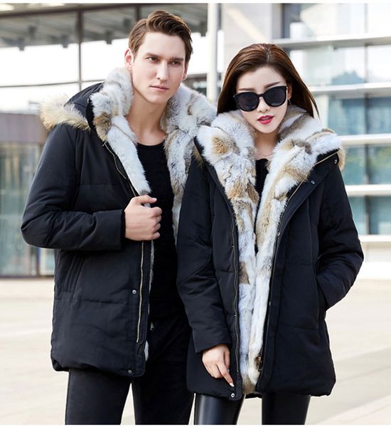 2018 winter down jackets coat warm outwear real rabbit raccoon hood women men thick coats, Black
2018 winter down jackets coat warm outwear real rabbit raccoon hood women men thick coats, Black