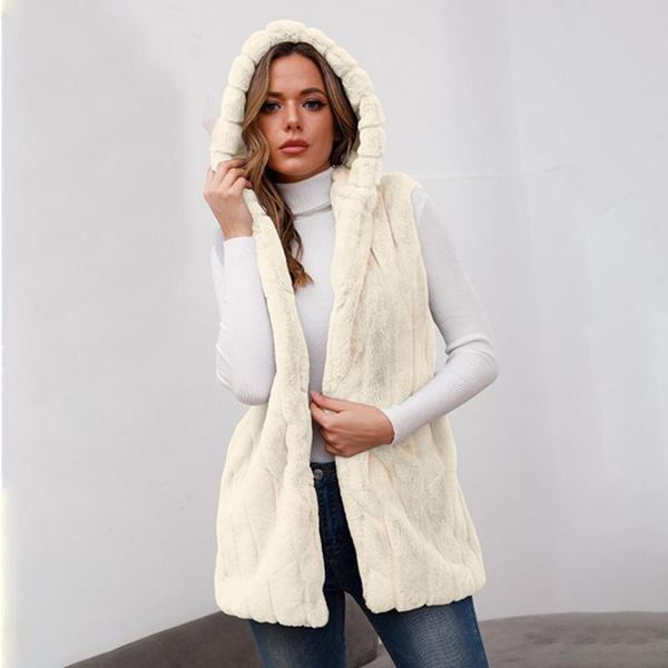 women's vests warm faux fur vest overcoat women waist tight hooded coat pockets long cardigan, Black;white
women's vests warm faux fur vest overcoat women waist tight hooded coat pockets long cardigan, Black;white