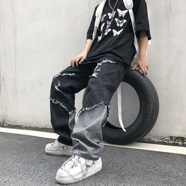 men's pants tassel contrast denim fashion cool high street harajuku style loose flannel jeans brand, Black
men's pants tassel contrast denim fashion cool high street harajuku style loose flannel jeans brand, Black