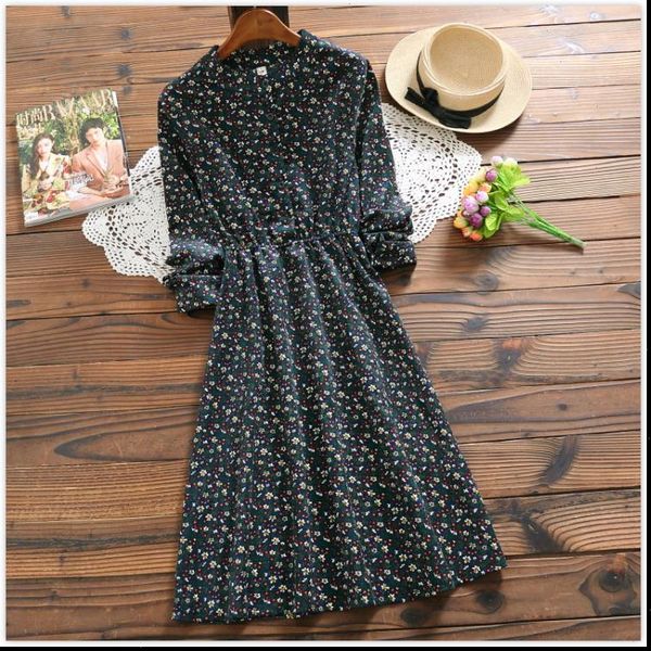 new mori girl autumn spring women midi dress stand collar floral printed vintage dress elegant long sleeved chic corduory dress, Black;gray
new mori girl autumn spring women midi dress stand collar floral printed vintage dress elegant long sleeved chic corduory dress, Black;gray
