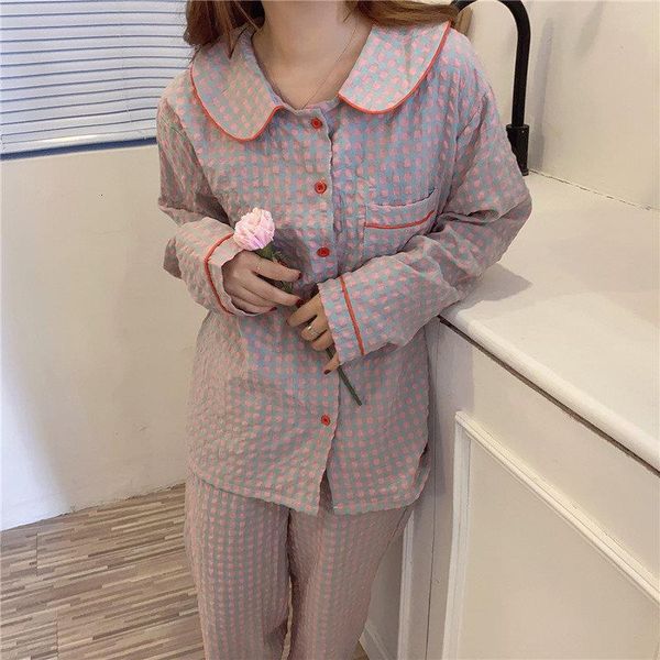 2020 autumn plaid sleepwear casual pajamas chic thin women geometric new comfortable loose pajamas sets, Black;red
2020 autumn plaid sleepwear casual pajamas chic thin women geometric new comfortable loose pajamas sets, Black;red