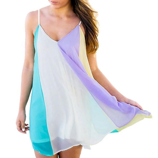 casual dresses sboho women spaghetti strap backless rainbow color block summer beach mini dress, Black;gray
casual dresses sboho women spaghetti strap backless rainbow color block summer beach mini dress, Black;gray