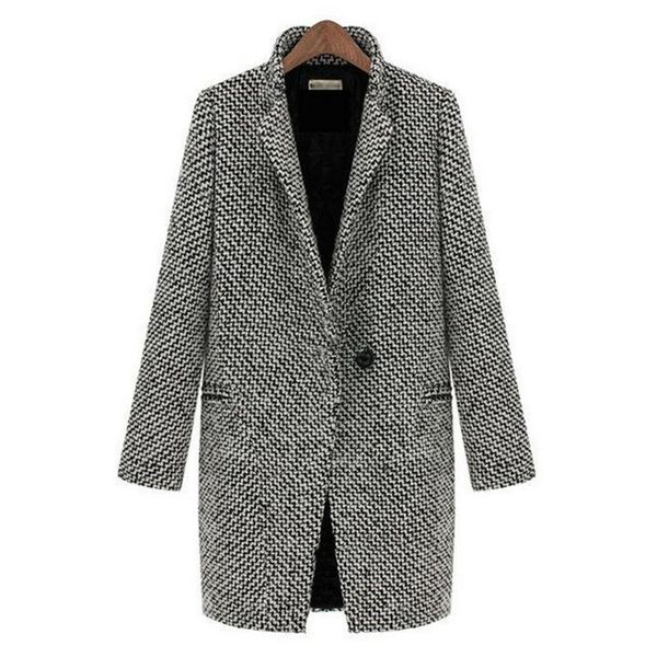 women's wool & blends winter plaid jacket coatwool cashmere long parka trench elegant coat female streetwear women clothing fashion, Black
women's wool & blends winter plaid jacket coatwool cashmere long parka trench elegant coat female streetwear women clothing fashion, Black