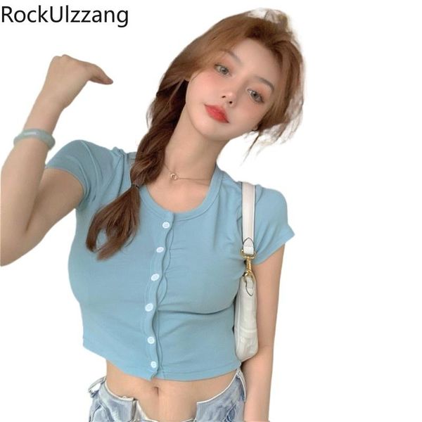 women's t-shirt bandage stretch knit ribbed short sleeve summer t shirt women slim fashion clothing simple button crop tee korean, White
women's t-shirt bandage stretch knit ribbed short sleeve summer t shirt women slim fashion clothing simple button crop tee korean, White