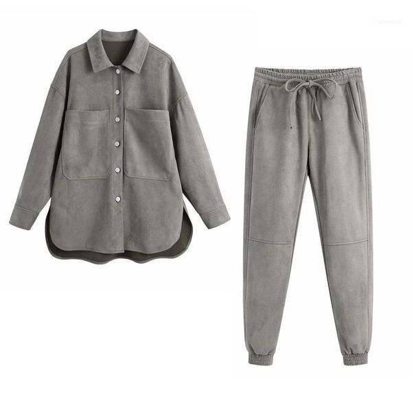 women autumn solid loose 2-piece sets suits shirts jackets coats and elastic waist pants female fashion street two-piece set1, Gray
women autumn solid loose 2-piece sets suits shirts jackets coats and elastic waist pants female fashion street two-piece set1, Gray