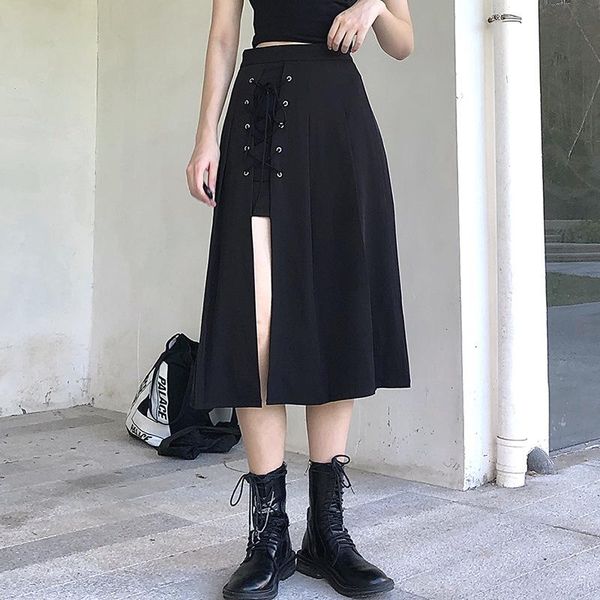 skirts dark split with lining shorts cool fashion bf street high waist irregular lace up mid length skirt for women, Black
skirts dark split with lining shorts cool fashion bf street high waist irregular lace up mid length skirt for women, Black