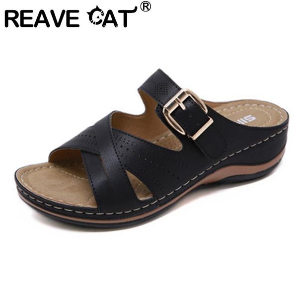 sandals reave cat 2021 women open toe 5cm wedge heels buckle classic concise soft non-slip breathable big size 42 a3610, Black
sandals reave cat 2021 women open toe 5cm wedge heels buckle classic concise soft non-slip breathable big size 42 a3610, Black