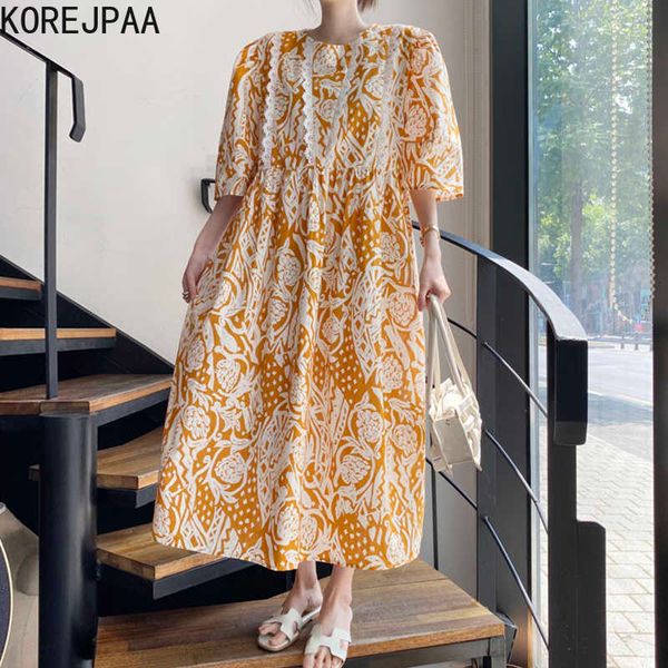 korejpaa women dress summer french vintage temperament female lace stitching contrast printing five-point sleeve vestidos 210526, Black;gray
korejpaa women dress summer french vintage temperament female lace stitching contrast printing five-point sleeve vestidos 210526, Black;gray