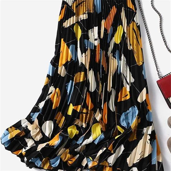 tigena women midi skirt fall winter korean casual beautiful print a line high waist pleated long female ladies 211119, Black 
tigena women midi skirt fall winter korean casual beautiful print a line high waist pleated long female ladies 211119, Black