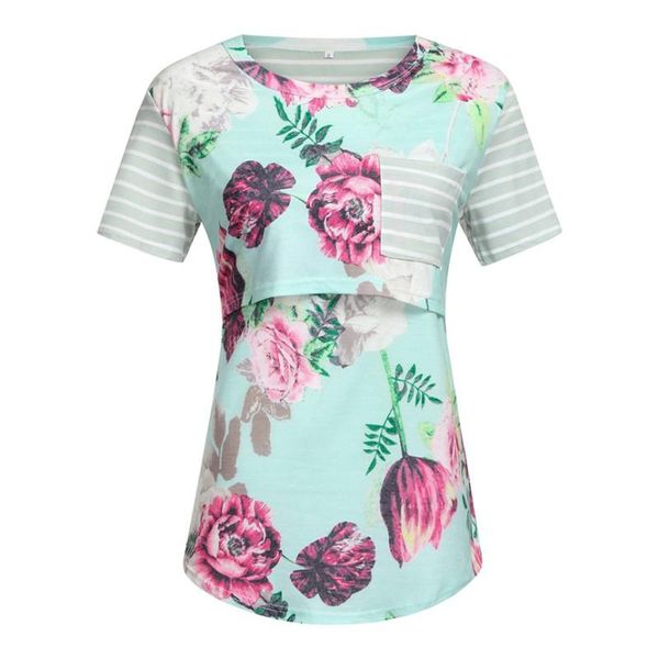 maternity & tees t-shirts for nursing mothers casual women mom pregnant baby short sleeved summer stripe flower simple t-shirt, White 
maternity & tees t-shirts for nursing mothers casual women mom pregnant baby short sleeved summer stripe flower simple t-shirt, White