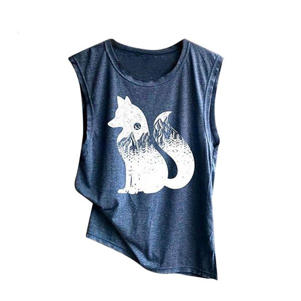 women's fox print tank summer casual loose t-shirt ladies sleeveless tank round neck sport pullover tunic mujer #bl5, White
women's fox print tank summer casual loose t-shirt ladies sleeveless tank round neck sport pullover tunic mujer #bl5, White