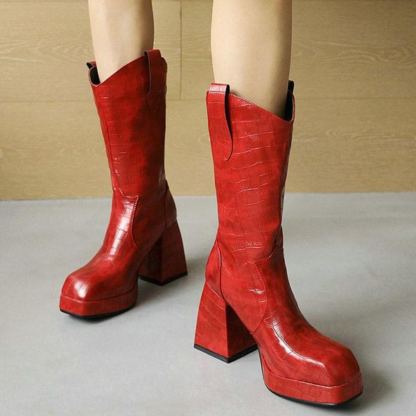 boots black brown red women ankle platform thick high heel ladies short pu leather square toe slip on women's 2021
boots black brown red women ankle platform thick high heel ladies short pu leather square toe slip on women's 2021