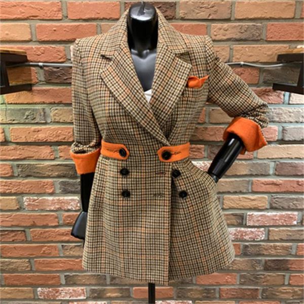 women's suits & blazers fashion plaid suit jacket spring high-quality loose woolen double breasted casual business women coat, White;black
women's suits & blazers fashion plaid suit jacket spring high-quality loose woolen double breasted casual business women coat, White;black