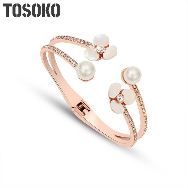 bangle stainless steel jewelry hand polished shell fower open bracelet zircon pearl inlaid bsz217, Black
bangle stainless steel jewelry hand polished shell fower open bracelet zircon pearl inlaid bsz217, Black