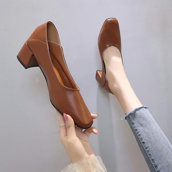 dress shoes women's high heels spring shallow mouth thick square head fashion granny ladies soft leather office, Black
dress shoes women's high heels spring shallow mouth thick square head fashion granny ladies soft leather office, Black