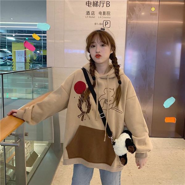 women's hoodies & sweatshirts tracksuits women 2021 winter pullover thick loose female student stripe harajuku cartoon pocket bf style, Black
women's hoodies & sweatshirts tracksuits women 2021 winter pullover thick loose female student stripe harajuku cartoon pocket bf style, Black