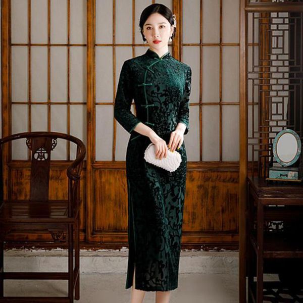ethnic clothing oversize 3xl 4xl 3/4 sleeve cheongsams flower autumn qipao velour lady chinese dresses side split mandarin collar vesti, Red
ethnic clothing oversize 3xl 4xl 3/4 sleeve cheongsams flower autumn qipao velour lady chinese dresses side split mandarin collar vesti, Red