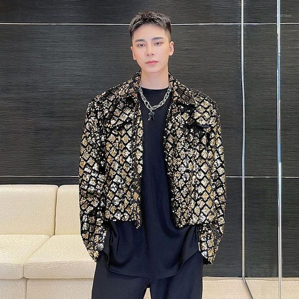 men's jackets man korean streetwear vintage casual coat velvet embroidered sequins short jacket stage trend fashion show clothing top, Black;brown
men's jackets man korean streetwear vintage casual coat velvet embroidered sequins short jacket stage trend fashion show clothing top, Black;brown