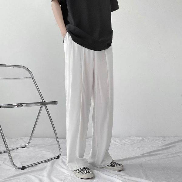 men's pants 2021 solid color straight male summer korean fashion mid waist trousers men ice silk business casual suit, Black
men's pants 2021 solid color straight male summer korean fashion mid waist trousers men ice silk business casual suit, Black