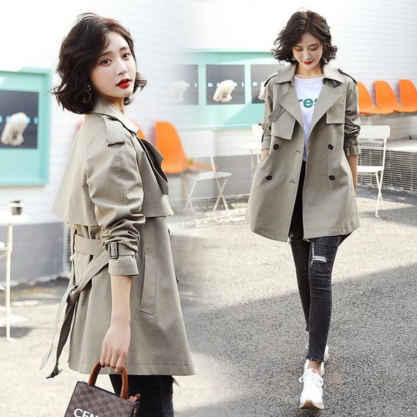 women's trench coats coat short 2021 spring and autumn korean style retro british double breasted fitted waist, Tan;black
women's trench coats coat short 2021 spring and autumn korean style retro british double breasted fitted waist, Tan;black