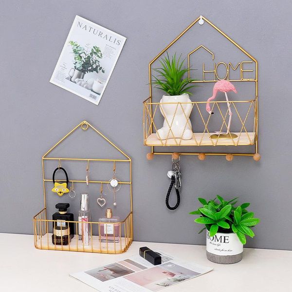 golden house shape metal wall shelf with hooks key rack hanging basket for book magzine holder floating metal wire display shelf
golden house shape metal wall shelf with hooks key rack hanging basket for book magzine holder floating metal wire display shelf